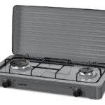 Plita exterior NobeLTek NLT PE2GS, Gaz, 2 arzatoare, Gratar emailat, fara sigurata, Diuze GPL, Capac emailat, Gri