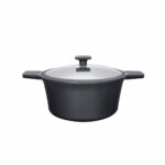 Oala Neoklein pe inductie PHHO-CS24, cu capac de sticla, 24 cm, Negru