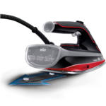 Fier de calcat Braun FreeStyle 5 SI5057RD, 2700W, jet de abur 220g/min, abur variabil 0-50 g/min, talpa SuperCeramic, rezervor 300 ml, tehnologie FreeGlide, oprire automata, sistem antipicurare, negru/rosu - imagine 3