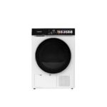 Uscator rufe Daewoo, 9 kg, pompa de caldura, butoane touch, panou de control negru cu pictograme mari colorate, Clasa E, Alb