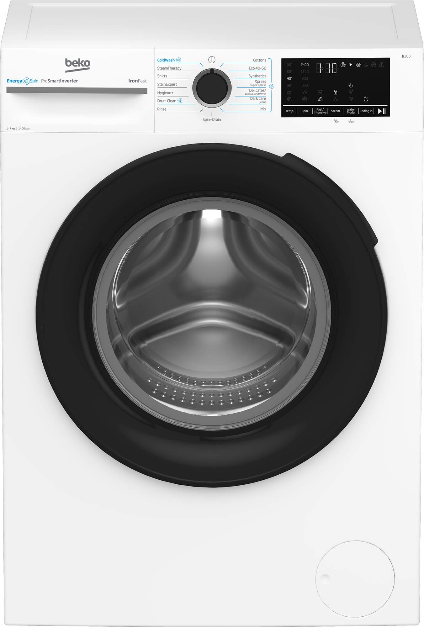 masina_de_spalat_rufe_beko_bm3wfsu47415wb_1.jpg Masina de spalat rufe Beko, 7kg, 1400rpm, Clasa A, 15 programe, Motor ProSmartIn - imagine 1