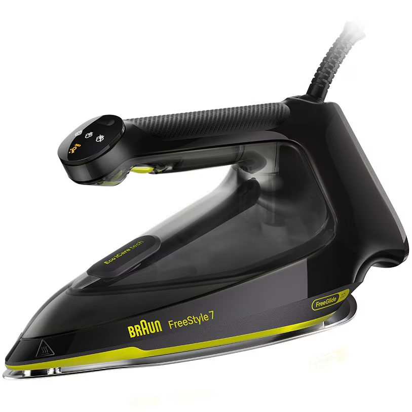 res_f15334235d50cdbd443e2b789f78d698.png Fier de calcat Braun FreeStyle 7 FI7255GR, 2000W, jet de abur 240g/min, abur variabil 0-55 g/min, pompa integrata, talpa EloxalPlus, sistem EasyCalc Clean, rezervor 350 ml, tehnologie FreeGlide 3D, oprire automata, sistem antipicurare, negru/verde - imagine 1